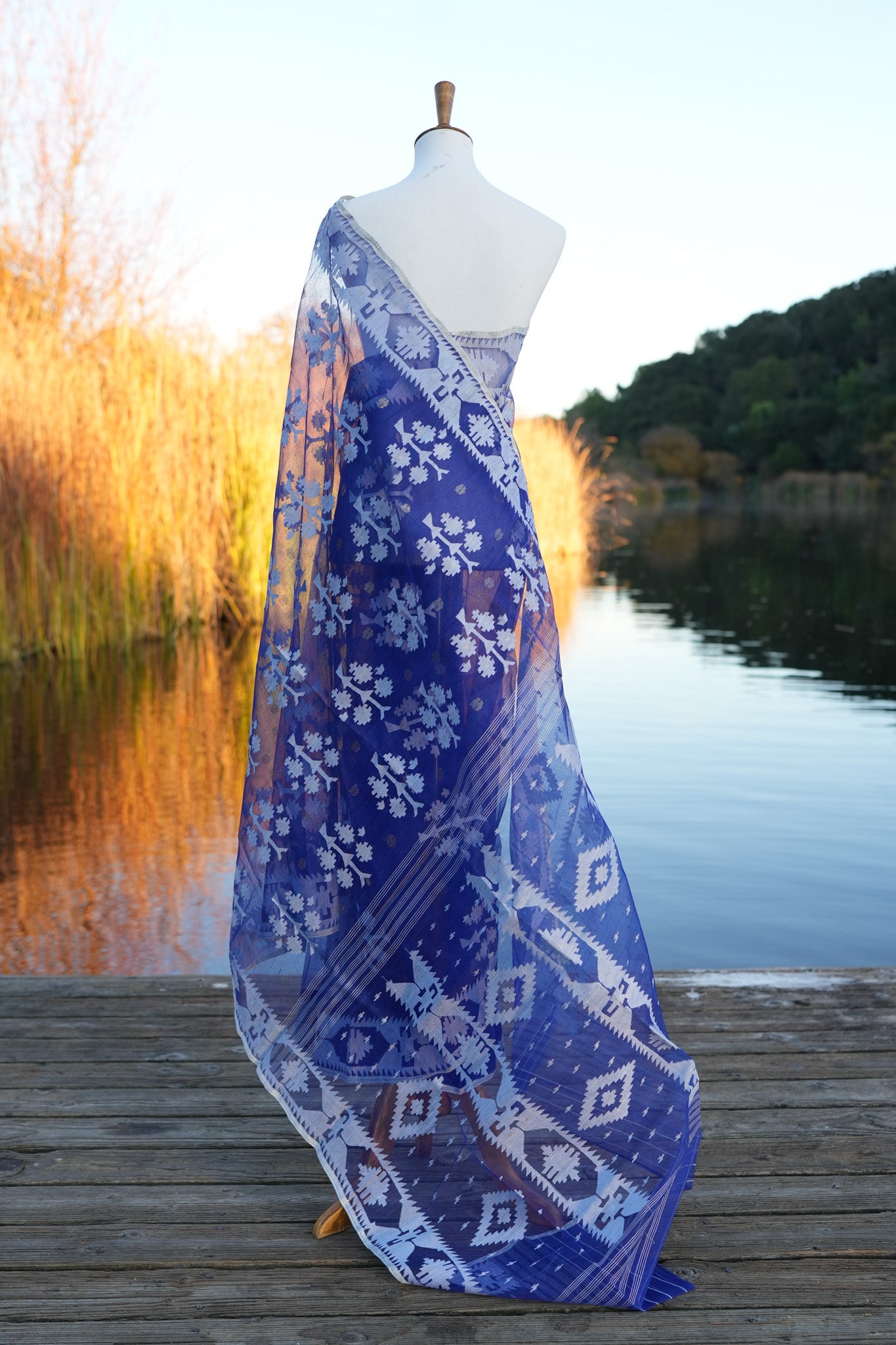 The Denim Blue Jamdani Saree