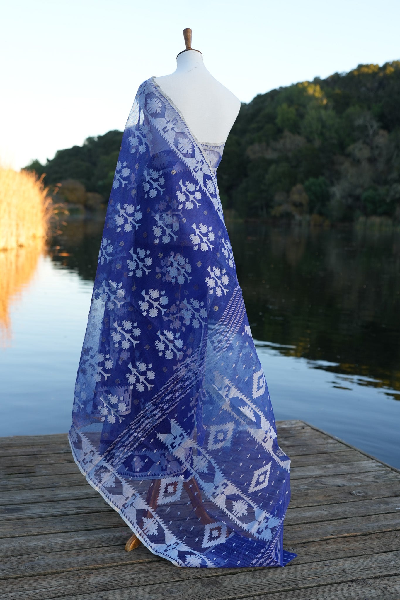 The Denim Blue Jamdani Saree