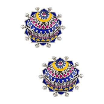 Tribe Amrapali Decagon Enamel Pearl Tribal Pop Ear Studs