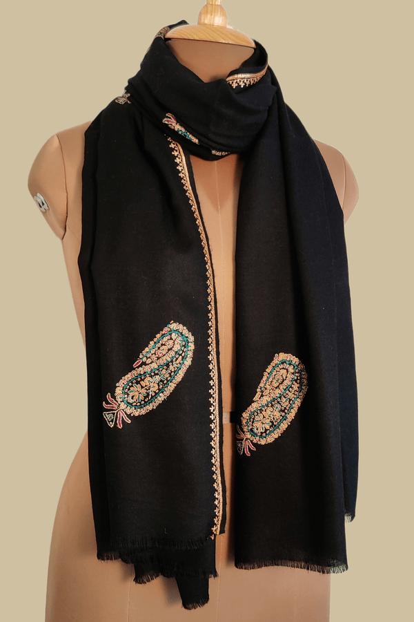 Black Paisley Pashmina Shawl