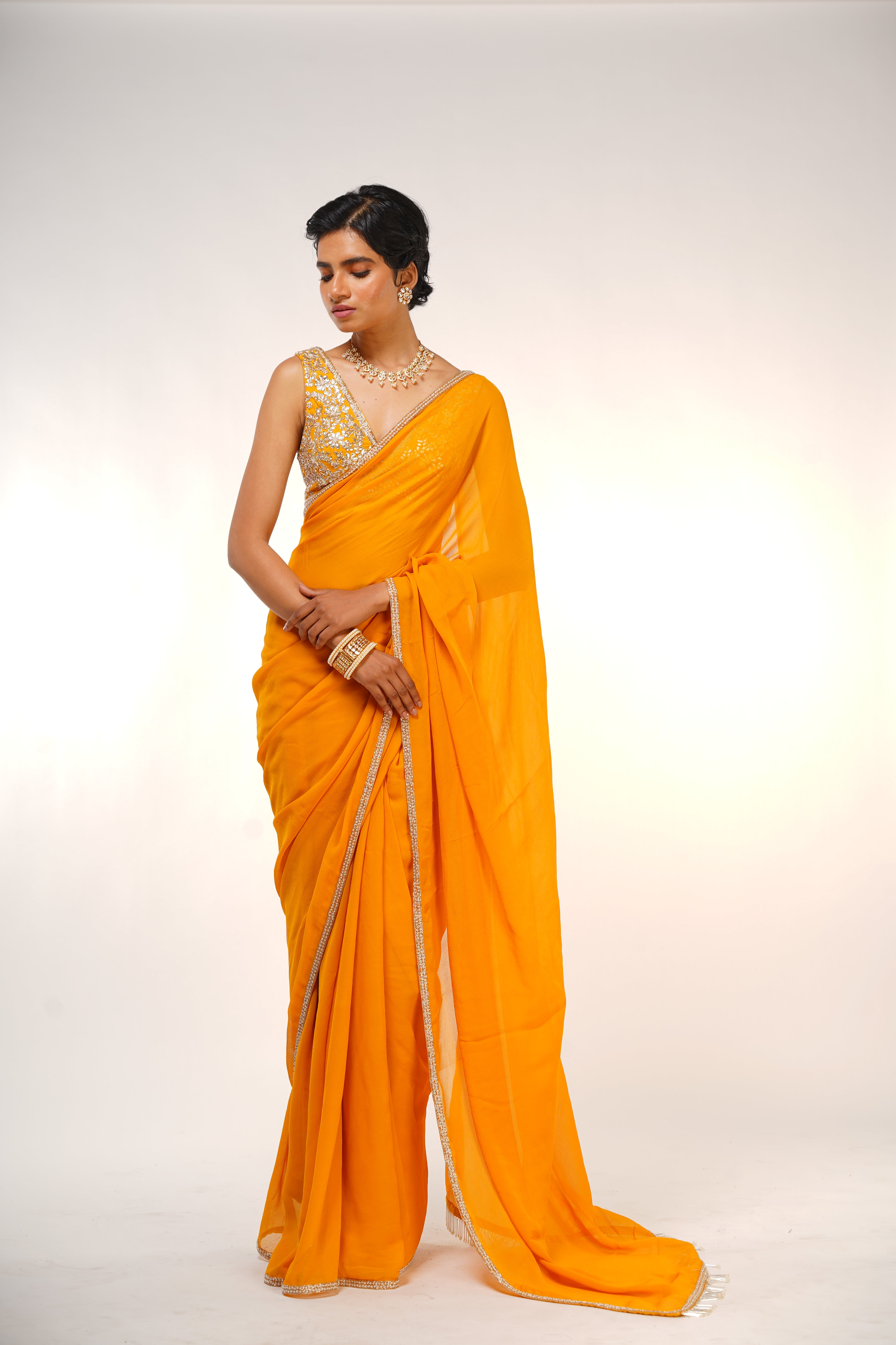 Marigold Saree Set