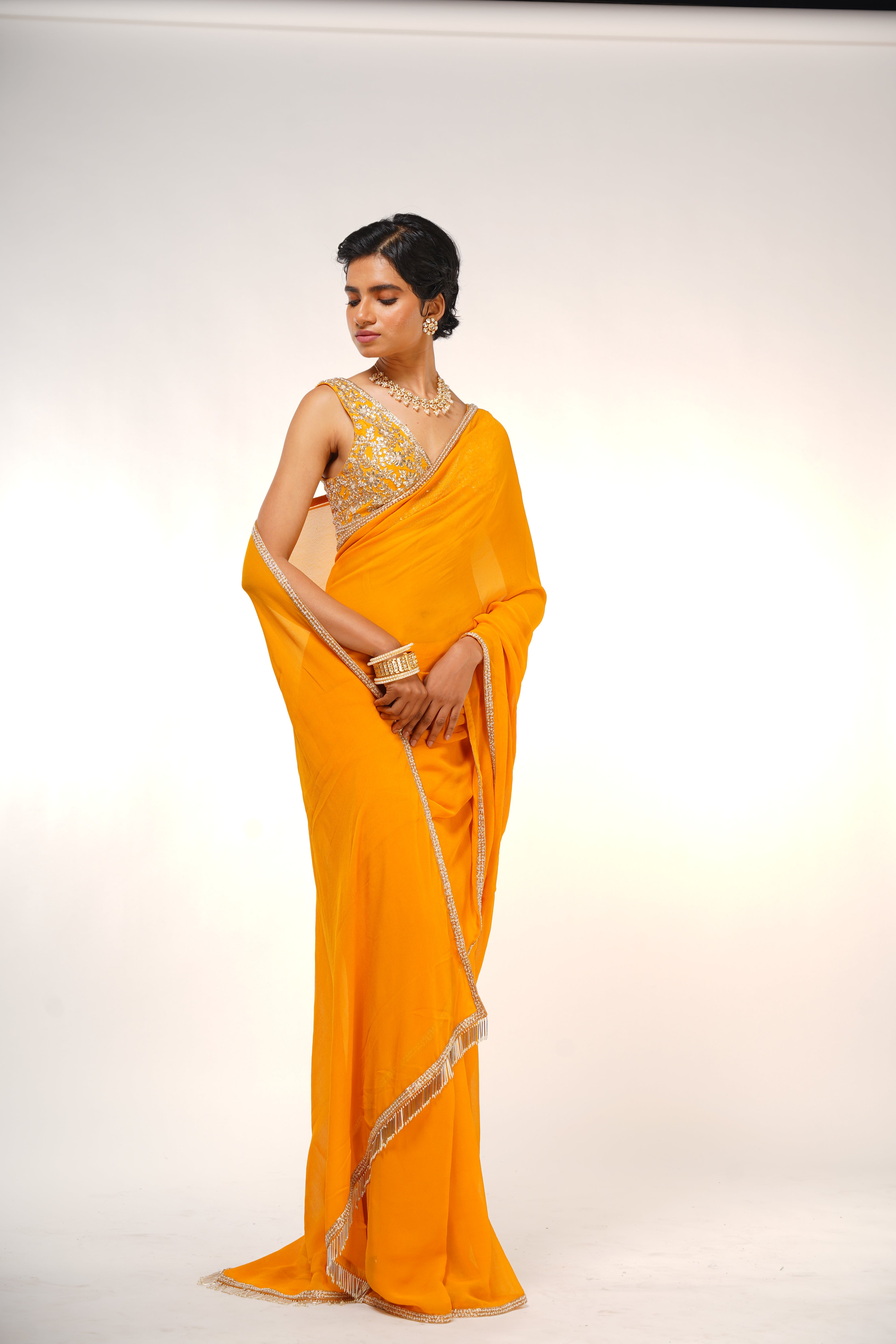 Marigold Saree Set