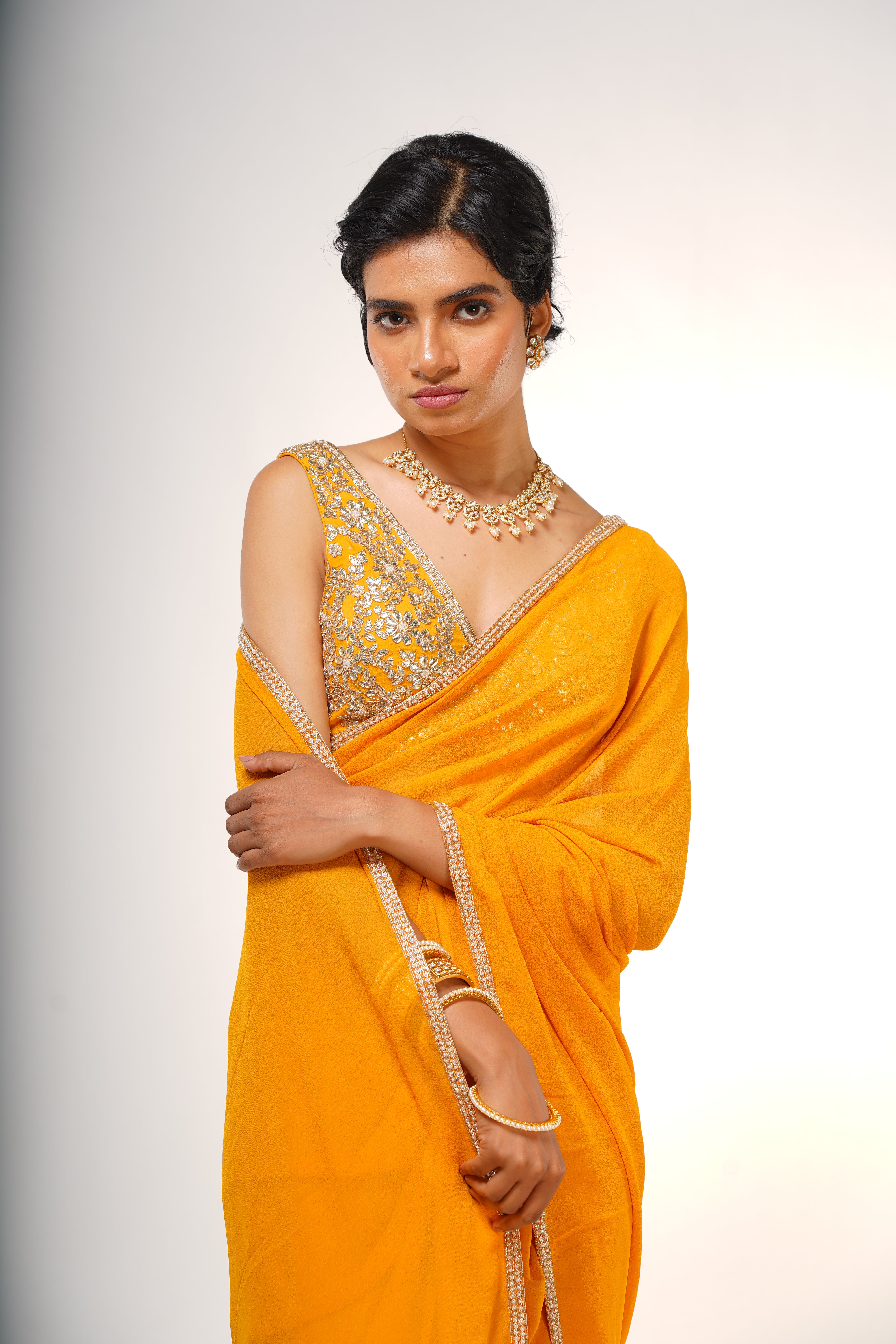 Marigold Saree Set