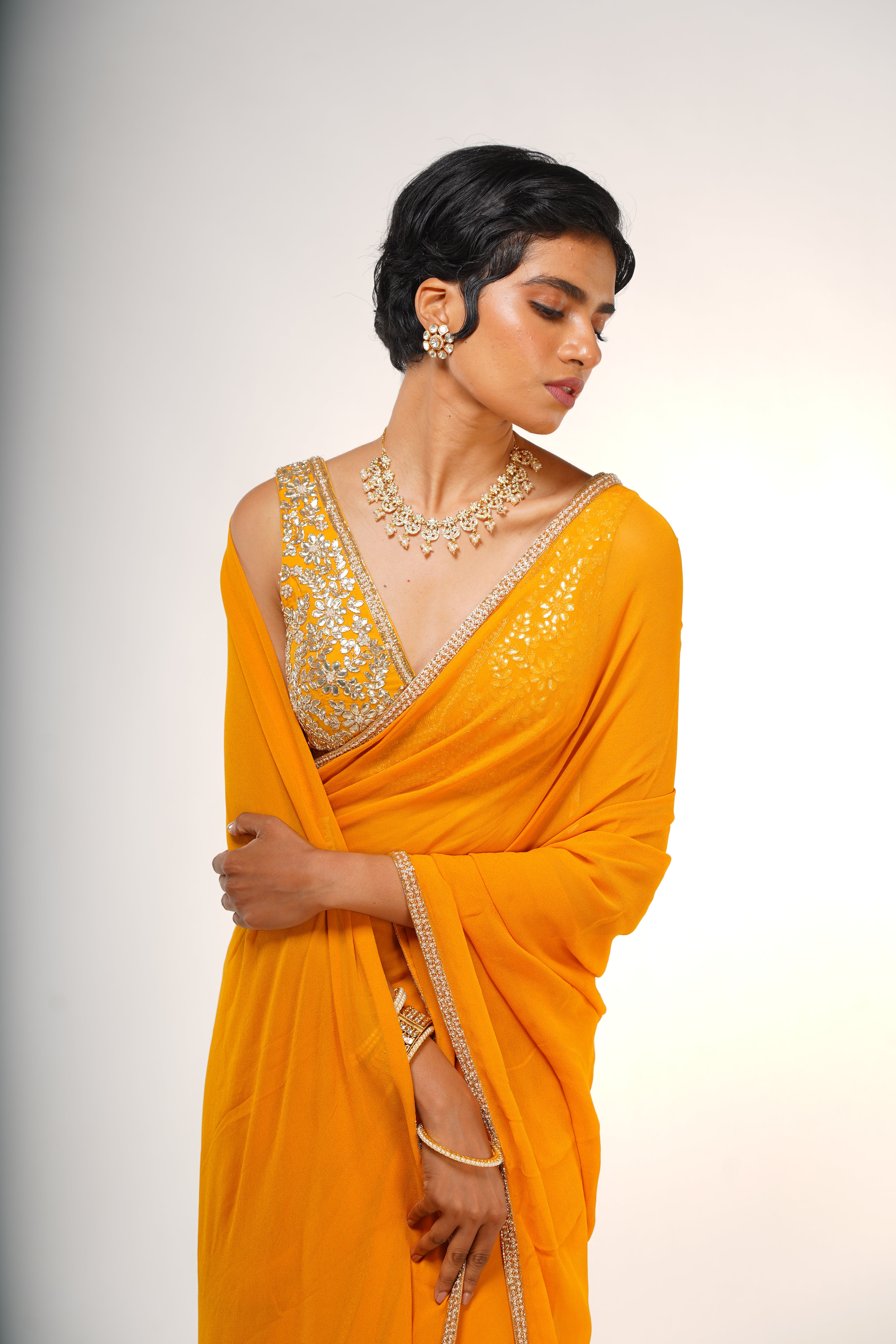 Marigold Saree Set