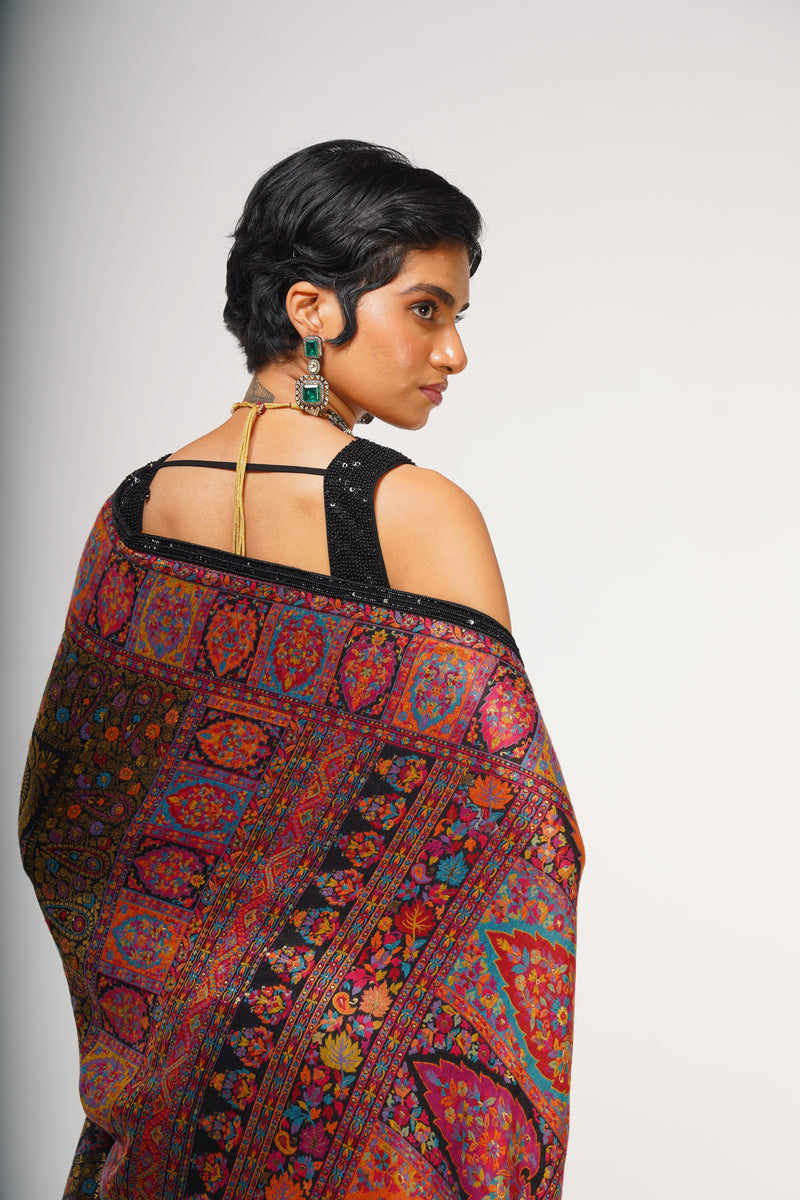 Black Kashmiri Embroidered Luxury Sari