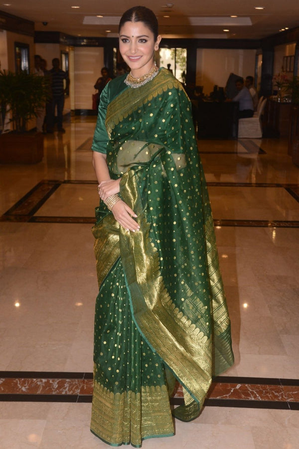 Anushka Sharma Green Chanderi Saree