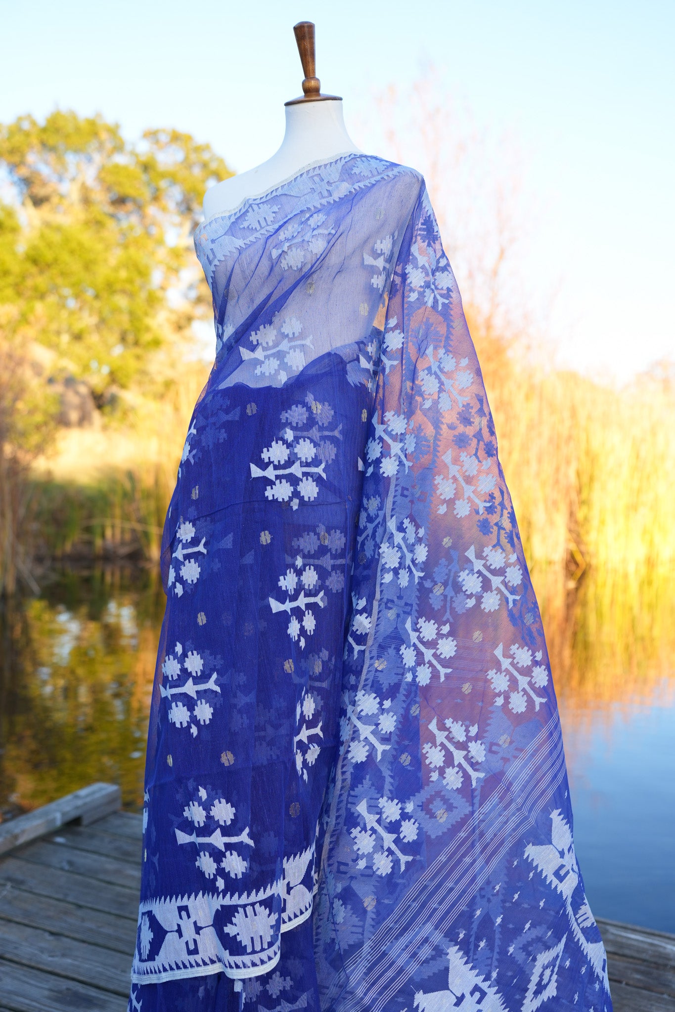 The Denim Blue Jamdani Saree