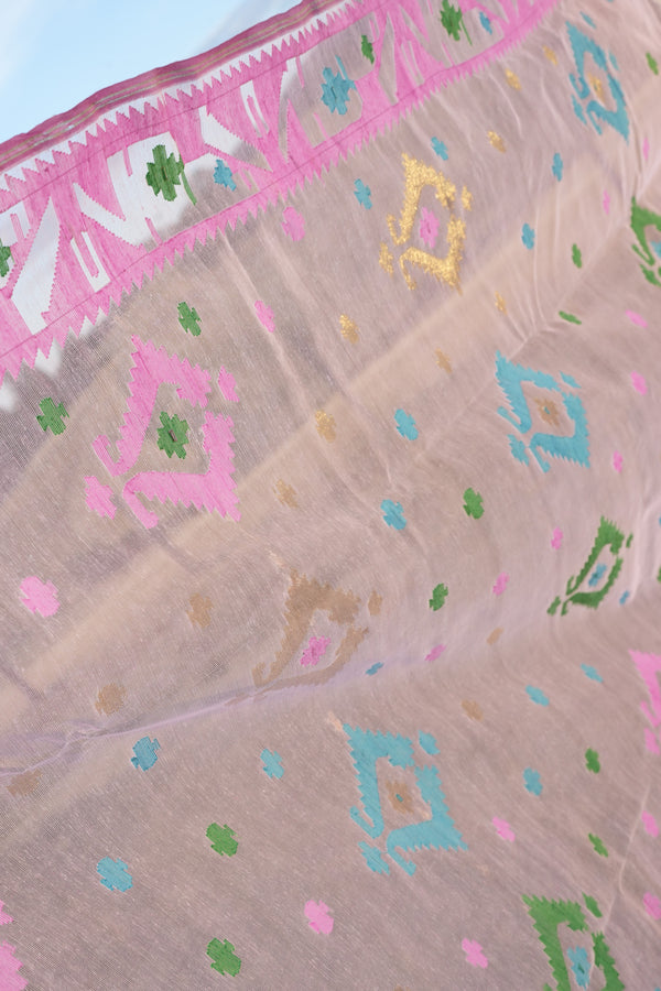 Pink Heirloom Jamdani saree