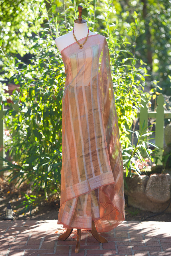 Striped Organza Tissue Saree