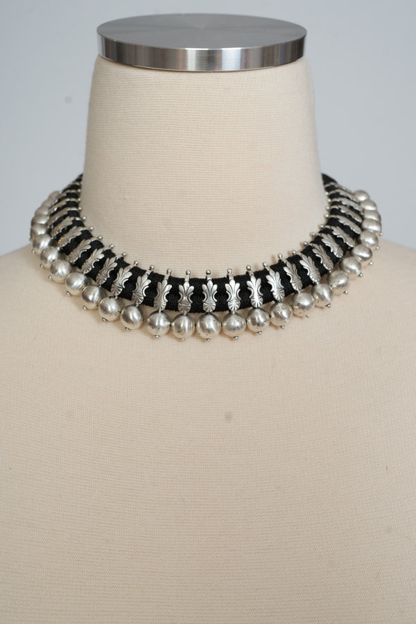 Silver Black Thread Kerala Necklace