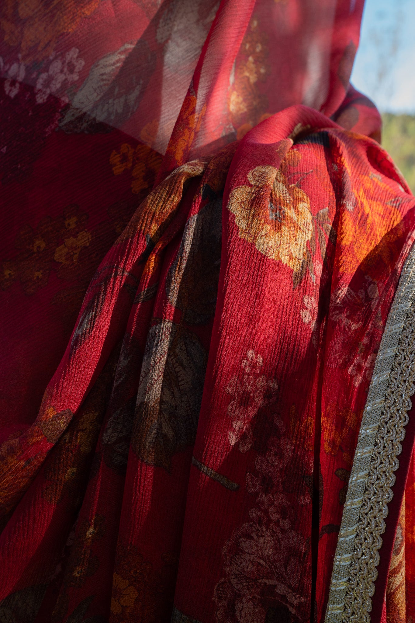 Printed chiffon saree