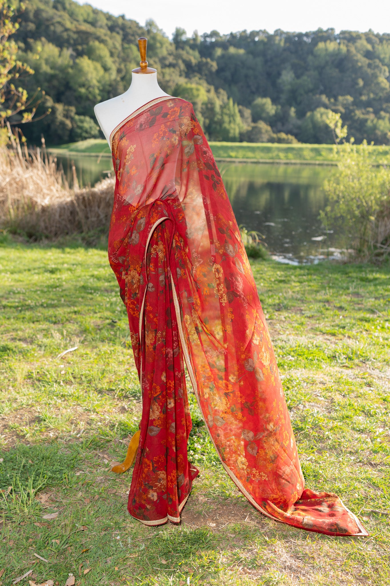 Printed chiffon saree