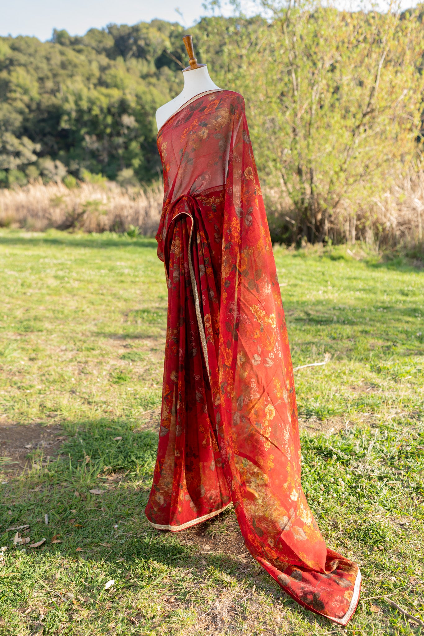Printed chiffon saree