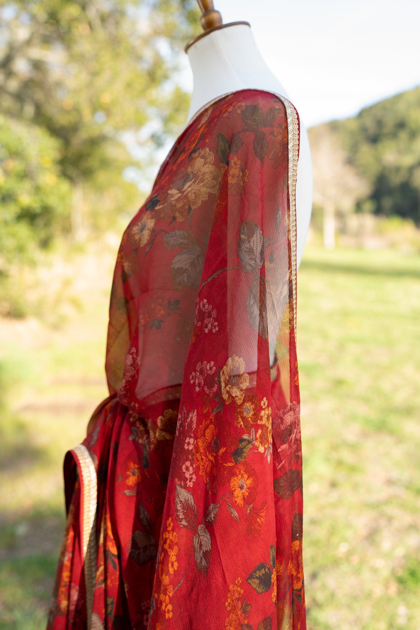 Printed chiffon saree