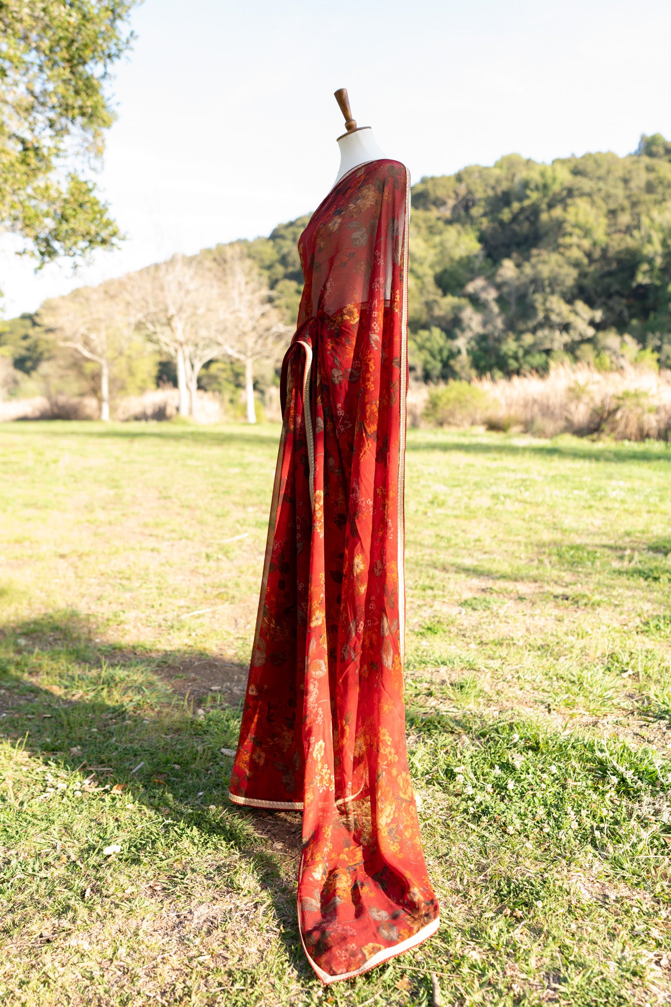 Printed chiffon saree