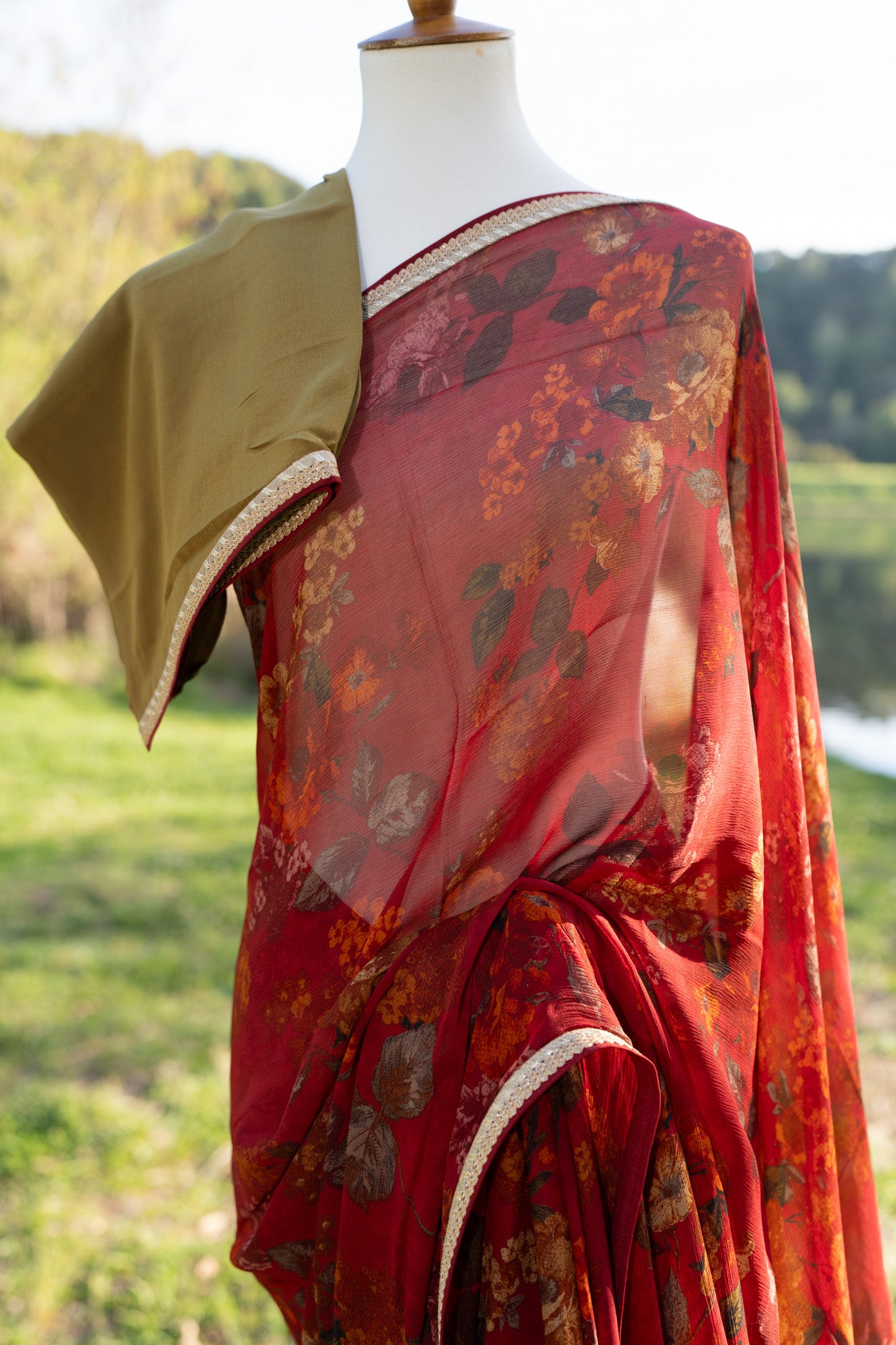 Printed chiffon saree