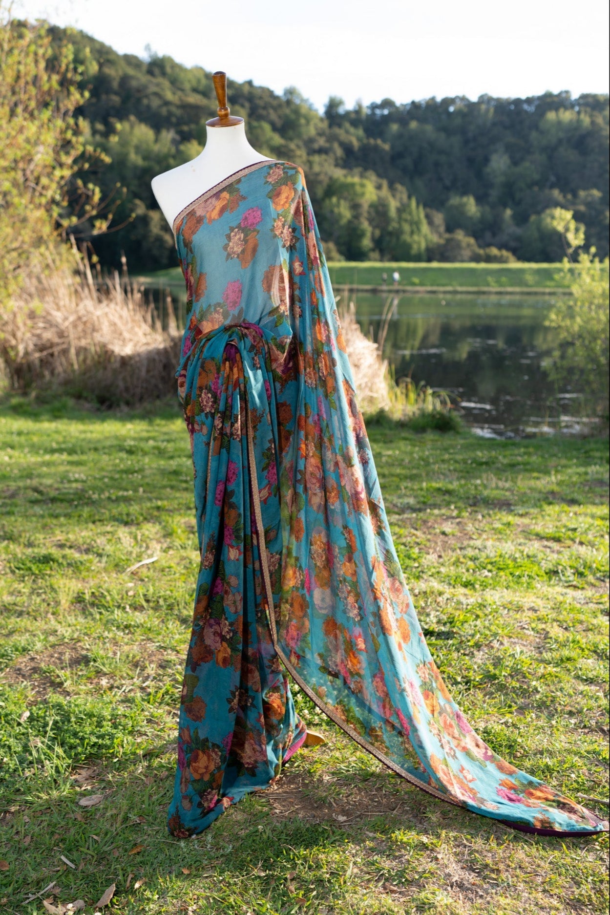 Printed chiffon saree