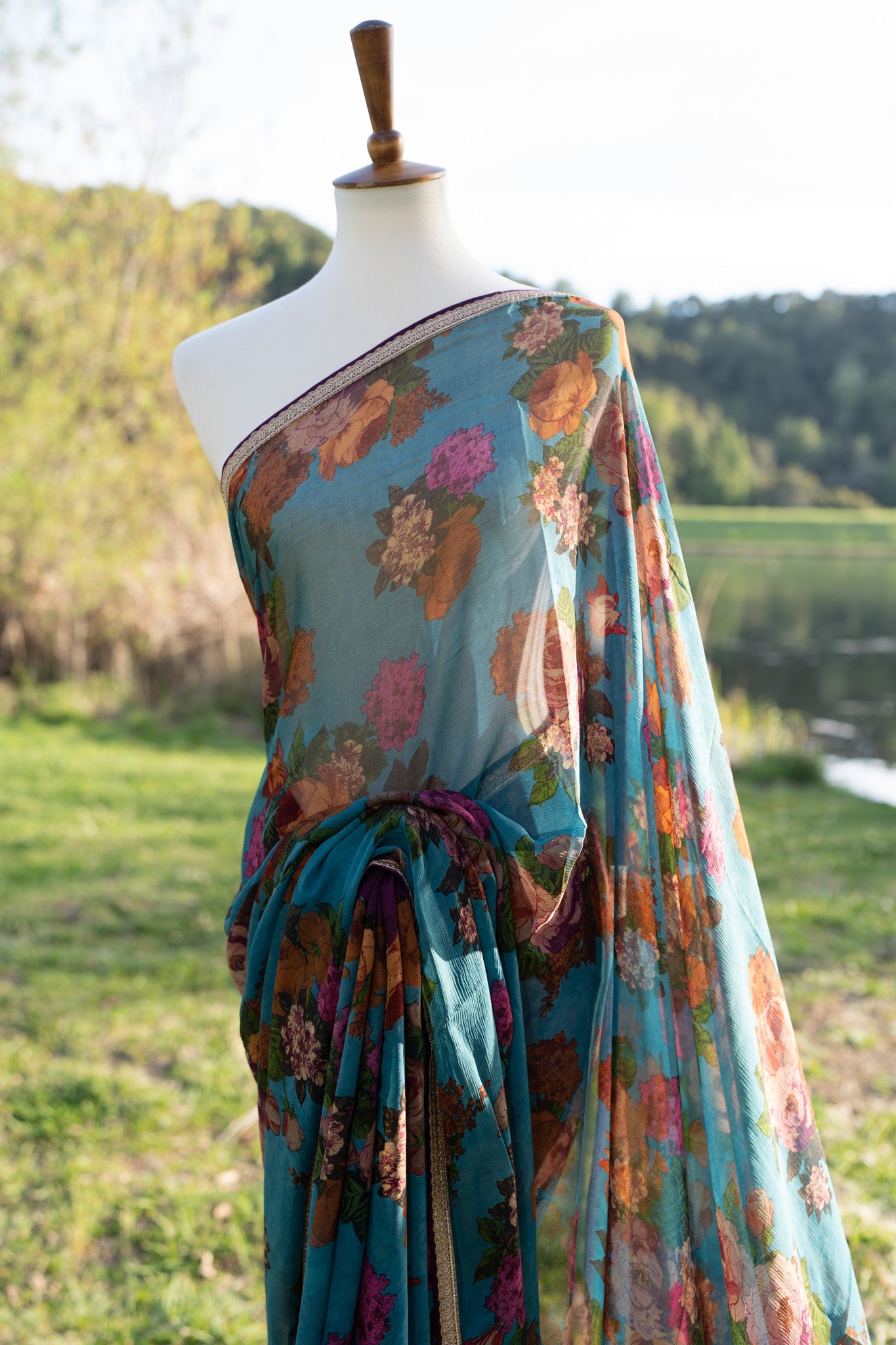 Printed chiffon saree