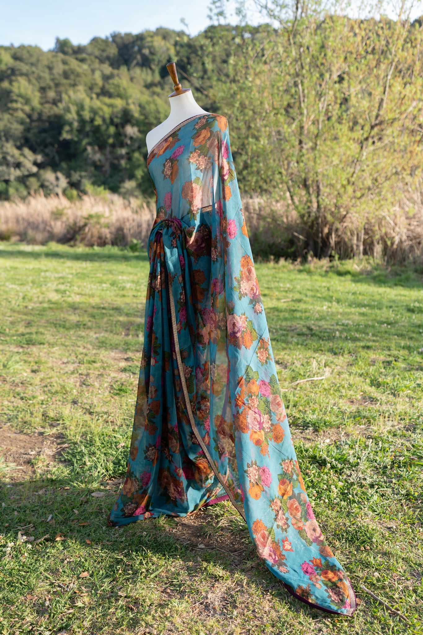 Printed chiffon saree
