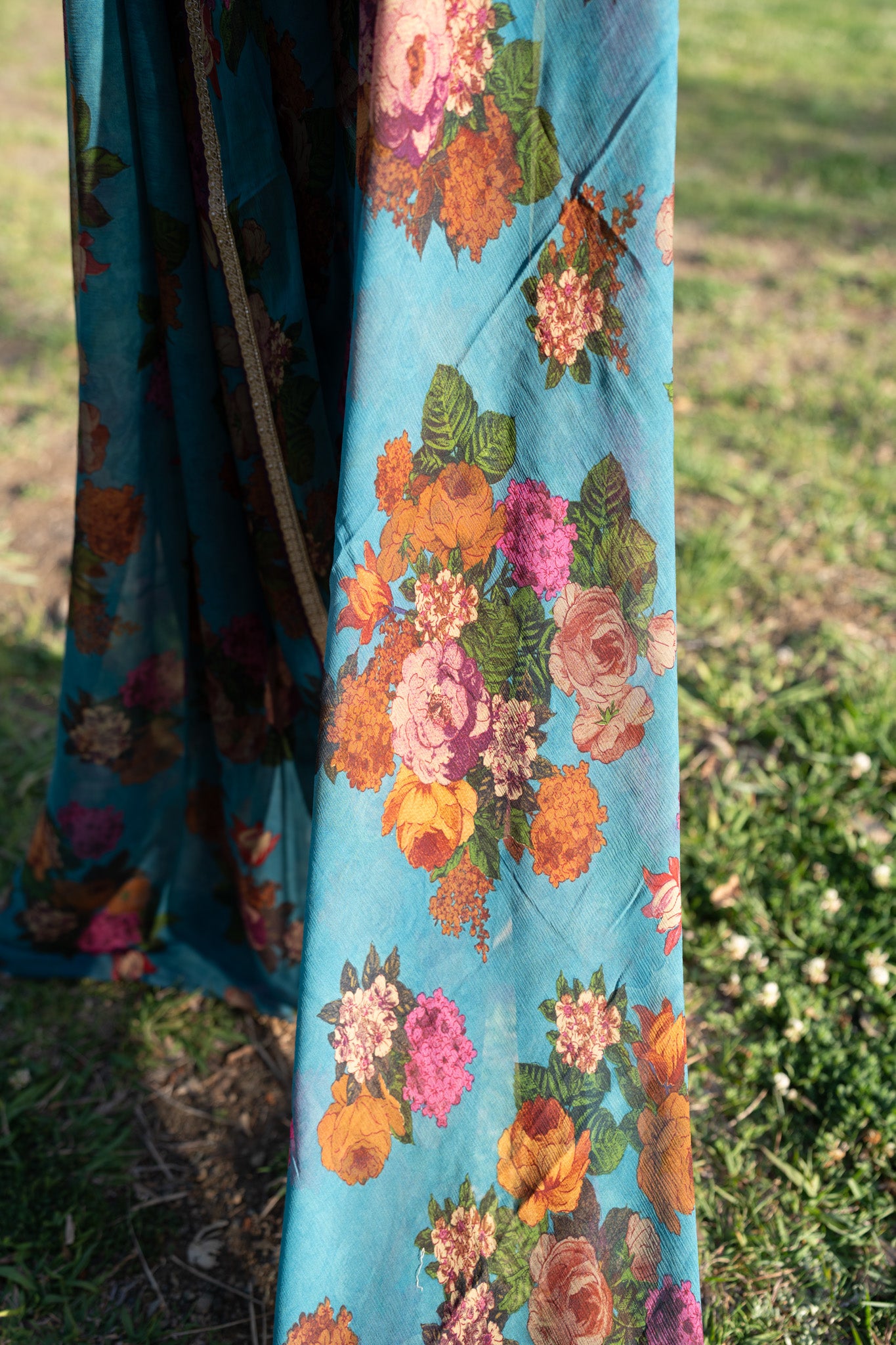 Printed chiffon saree