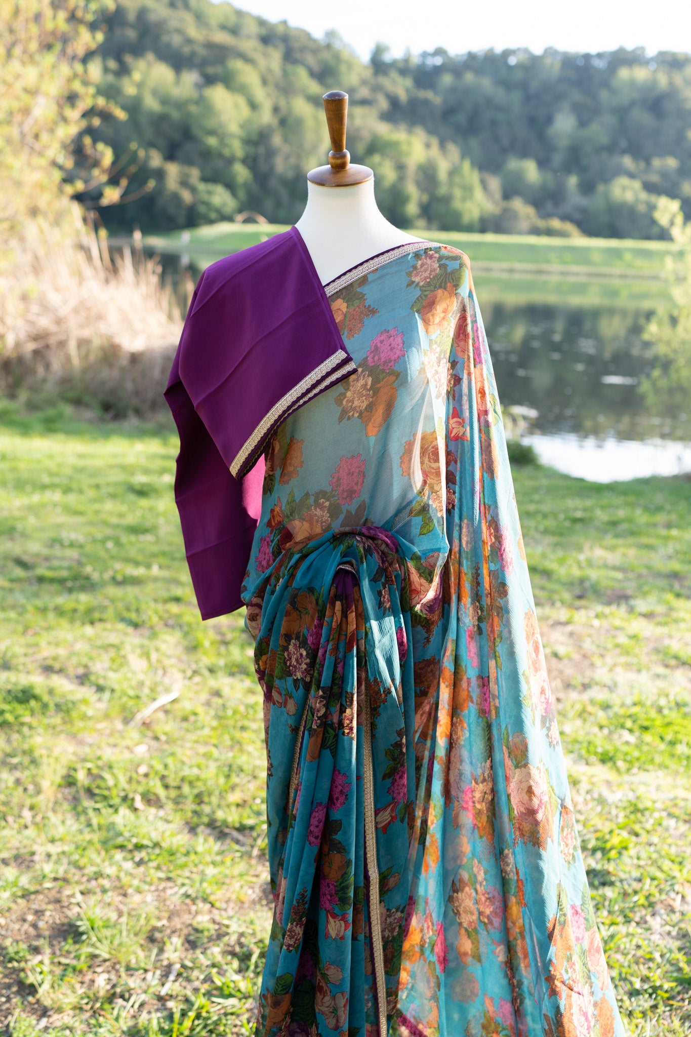 Printed chiffon saree