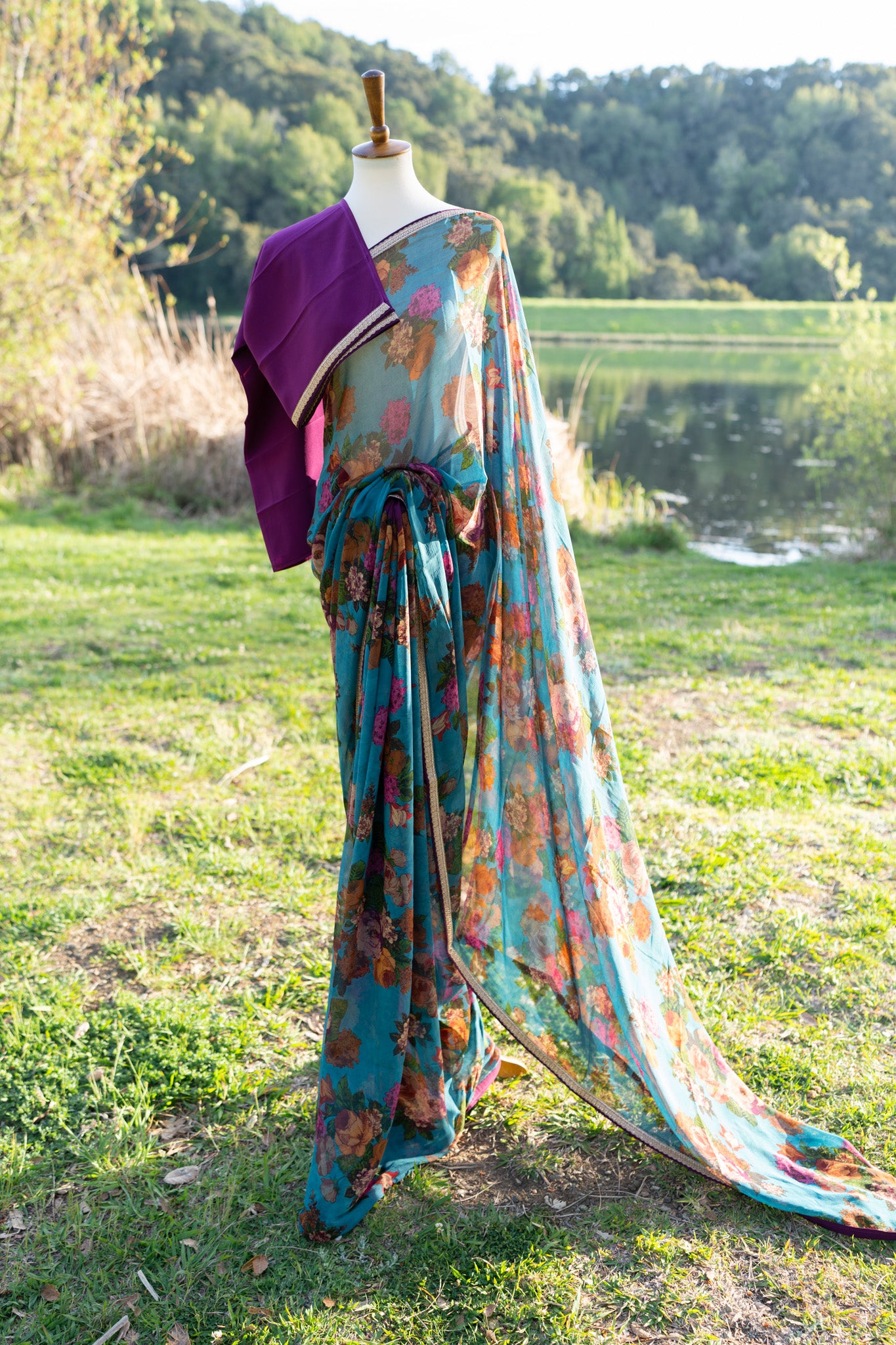 Printed chiffon saree
