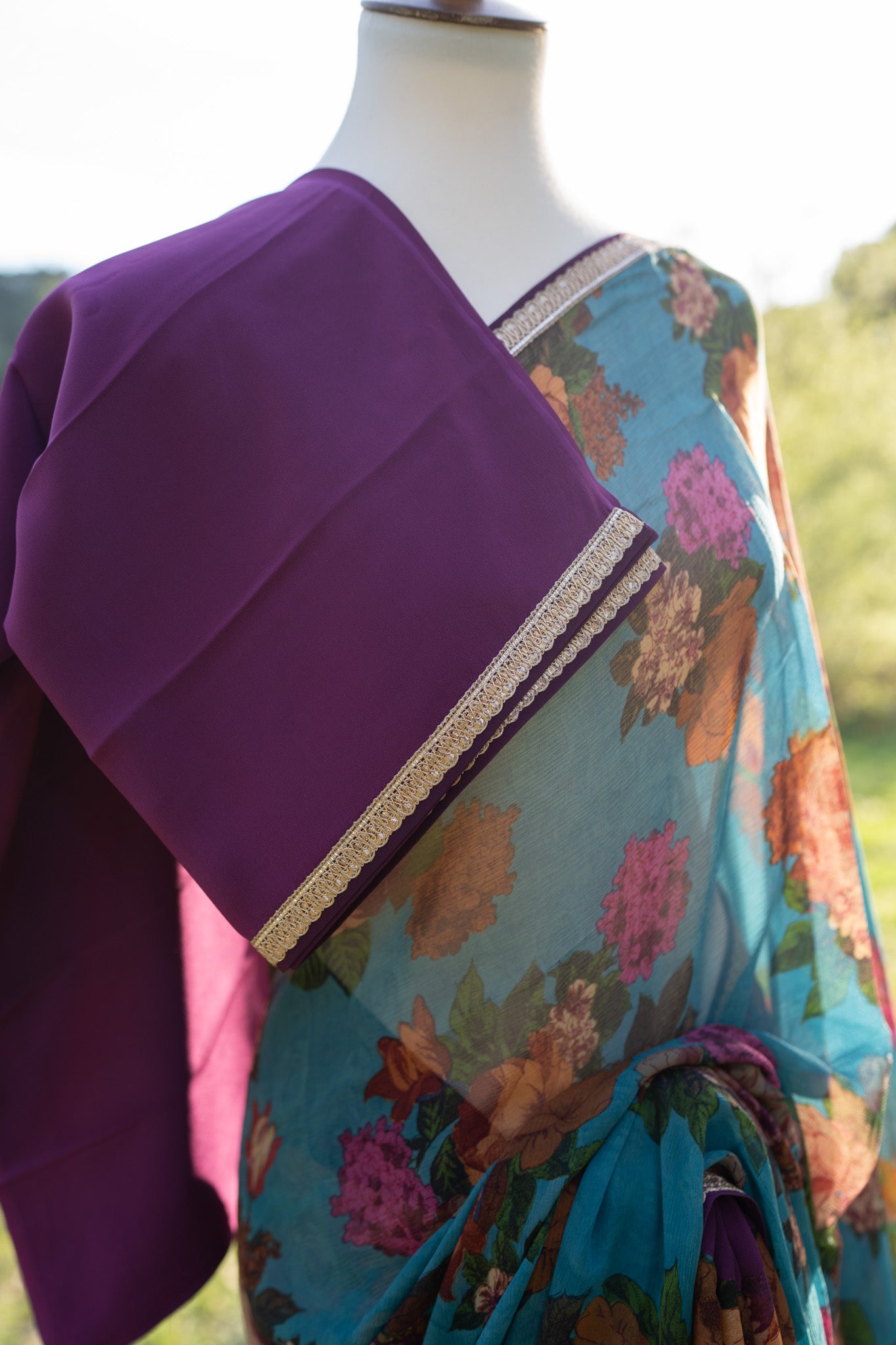 Printed chiffon saree