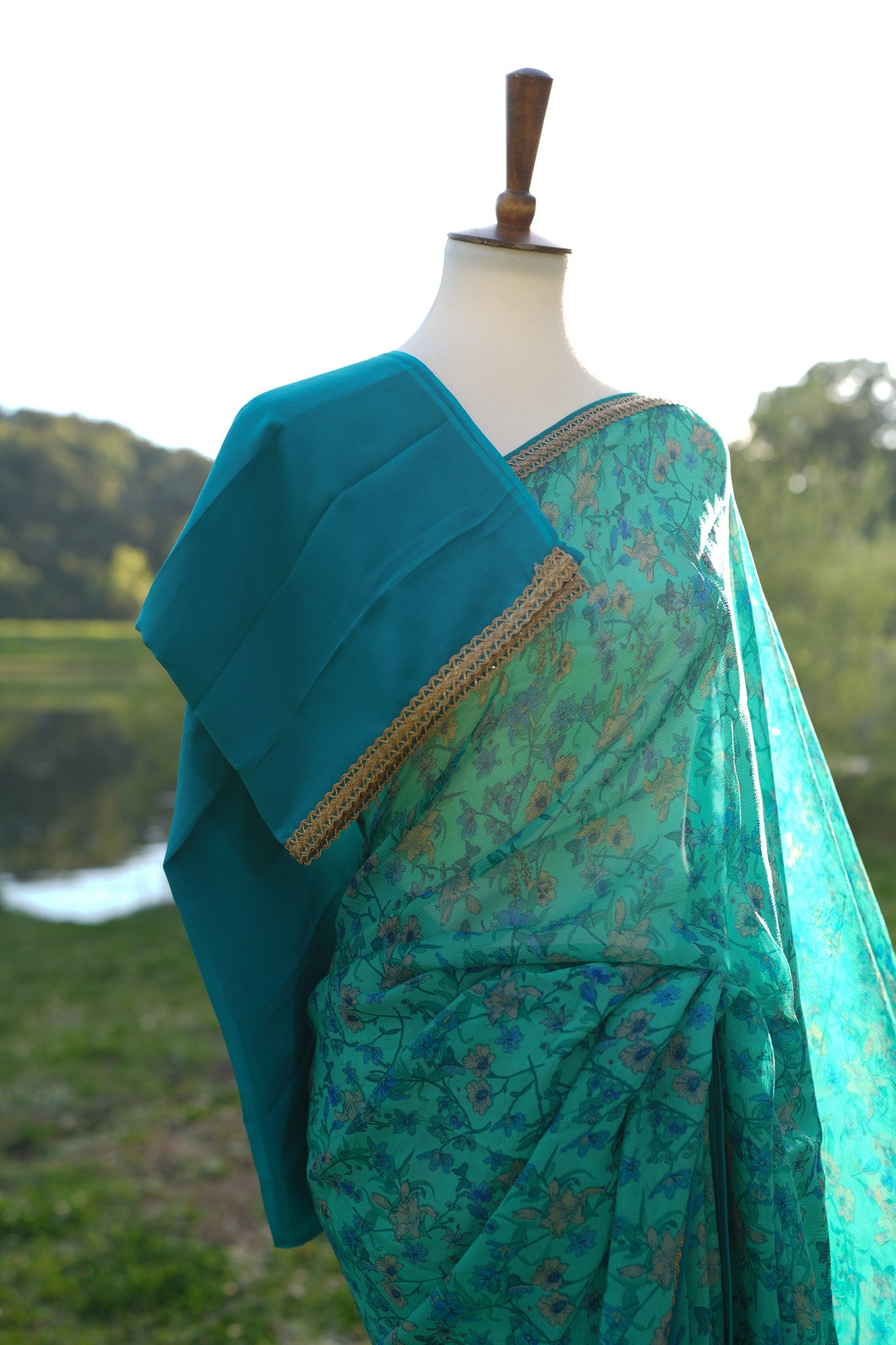 Printed chiffon saree