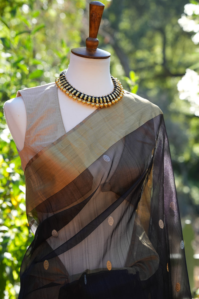 Superhit Black Chanderi Saree