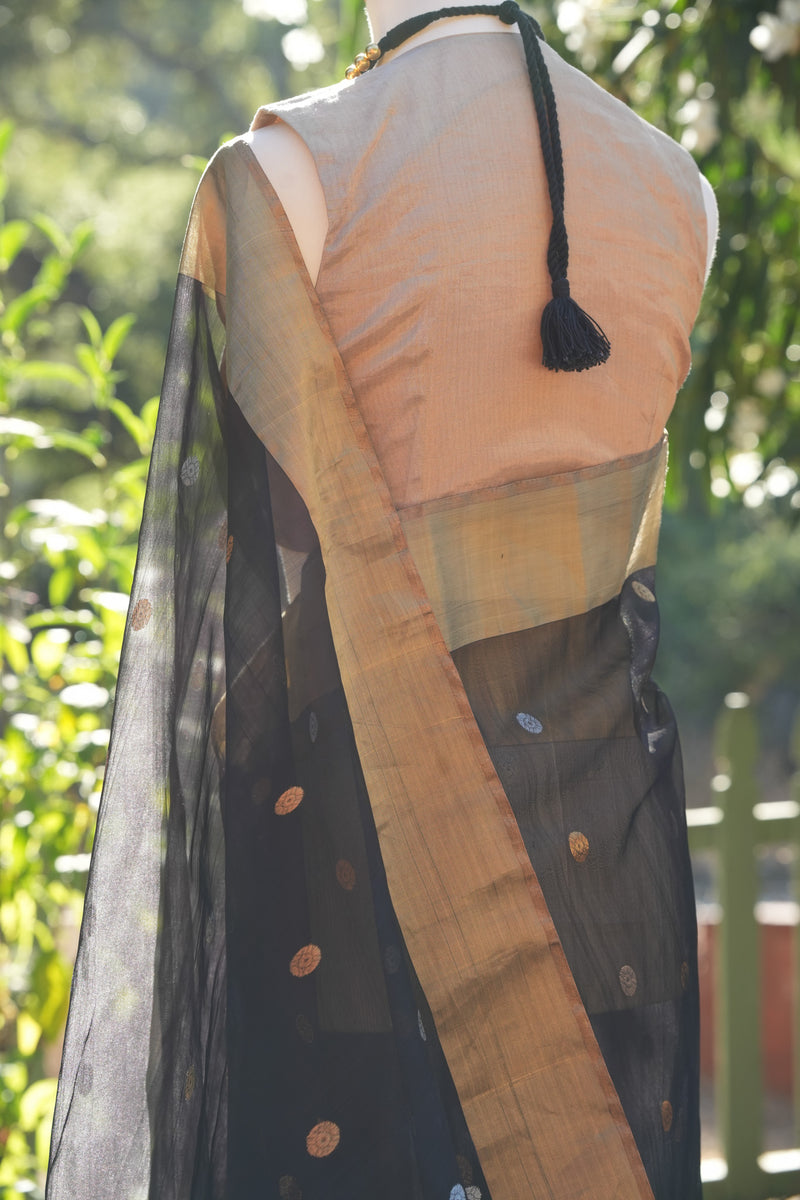 Superhit Black Chanderi Saree