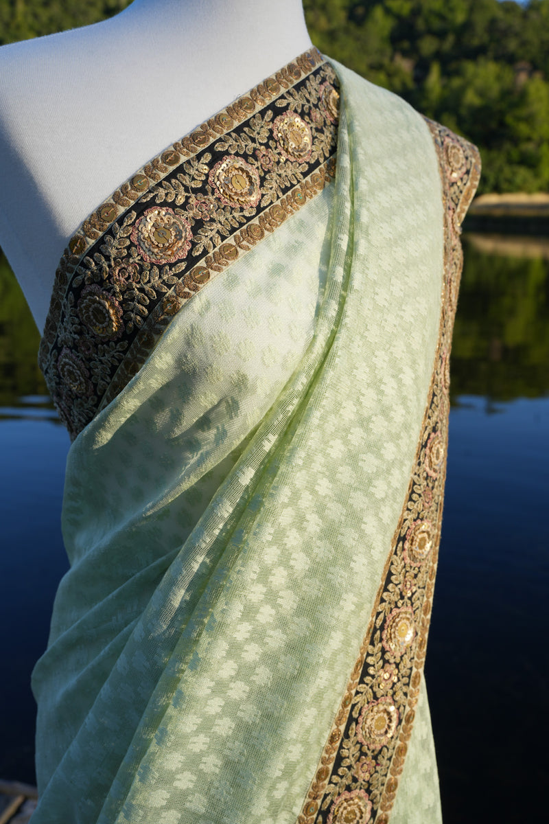 Sabyasachi green handloom saree