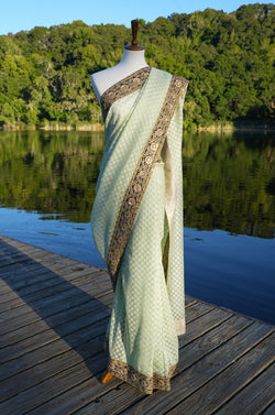 Sabyasachi green handloom saree