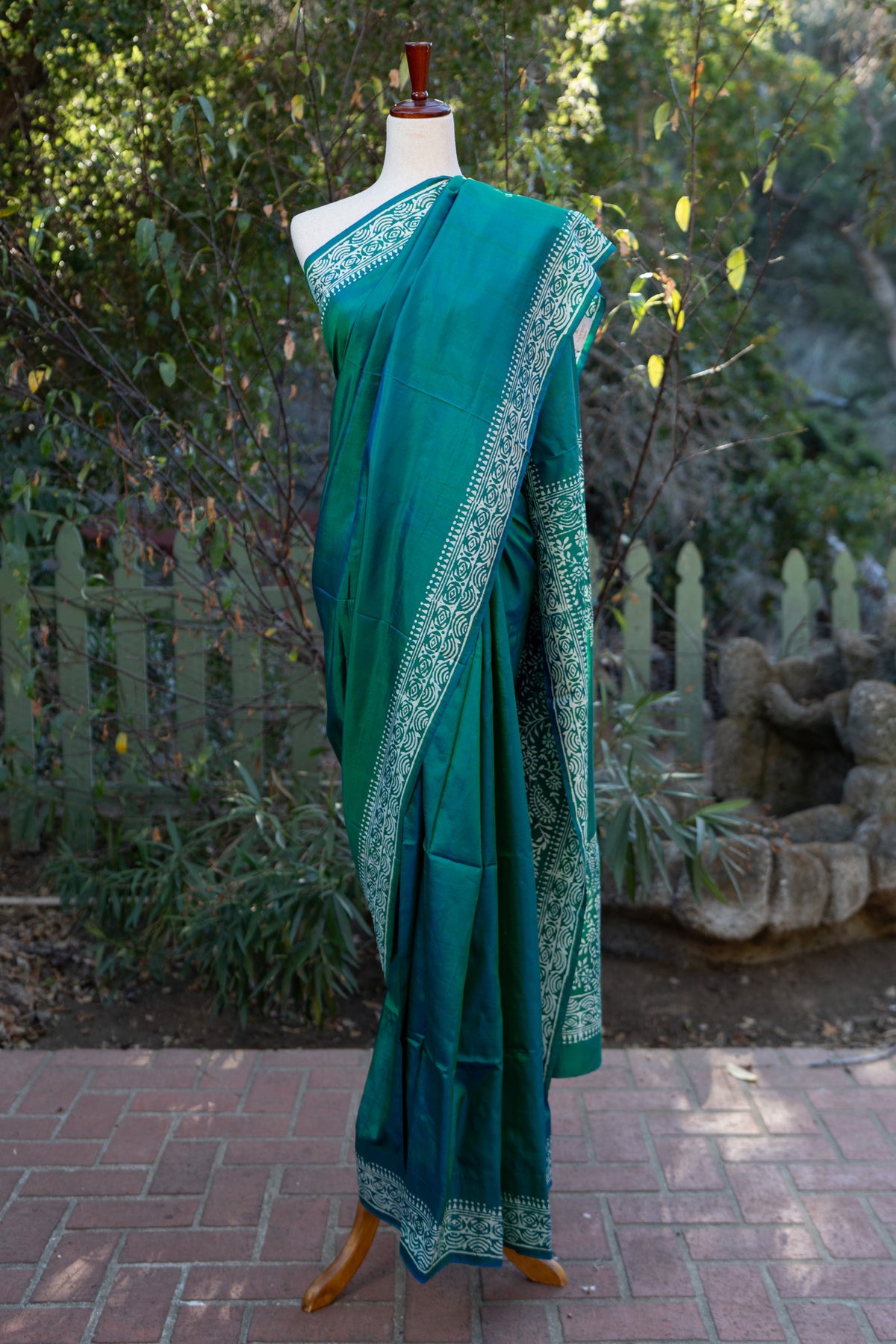 Turquoise Murshidabad Silk Saree
