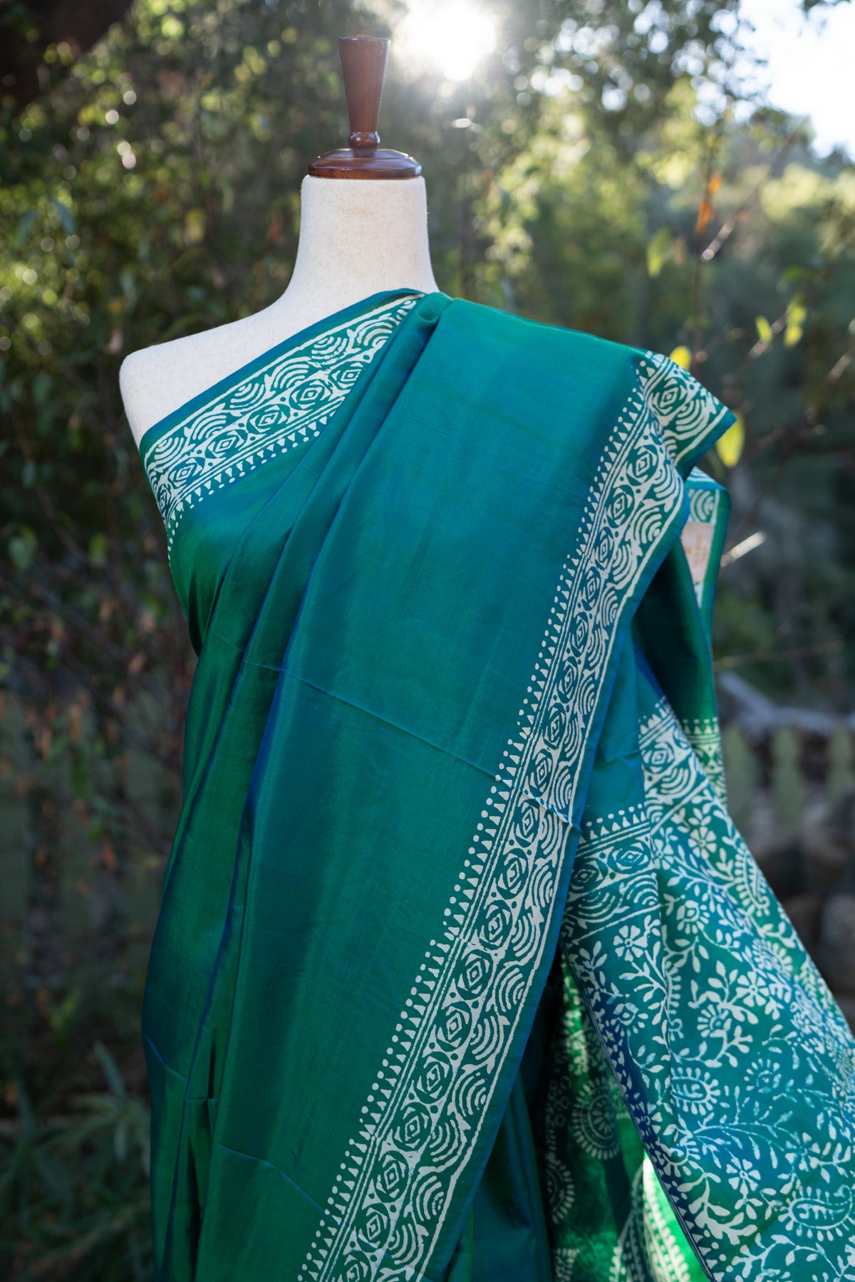 Turquoise Murshidabad Silk Saree