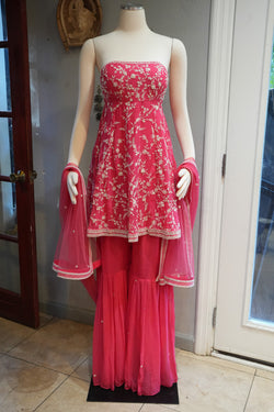 Pink Embroidered Sharara Set