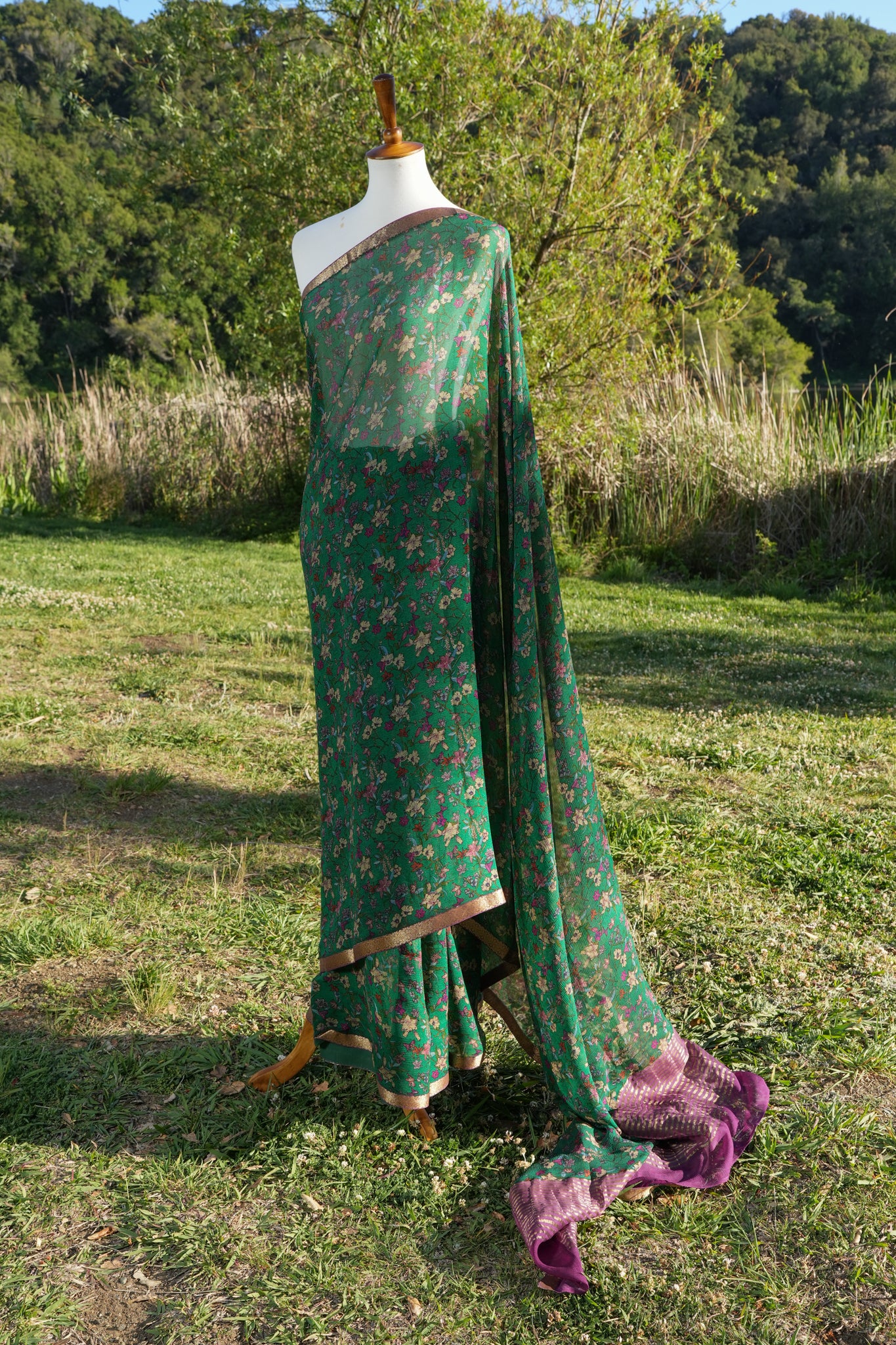 Printed chiffon saree