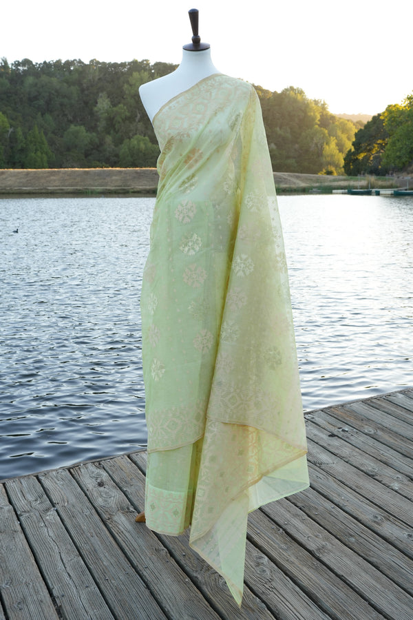 Lime Air Jamdani Saree