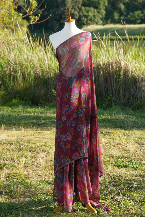 Printed chiffon saree