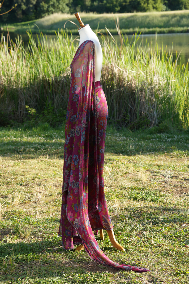 Printed chiffon saree