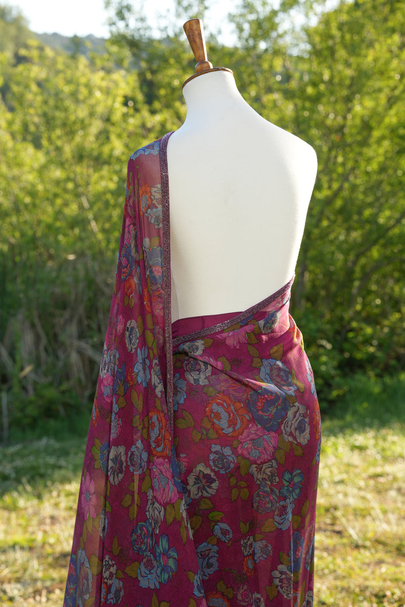 Printed chiffon saree