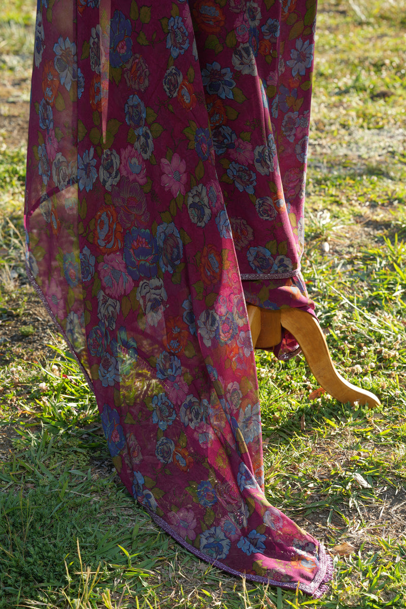 Printed chiffon saree