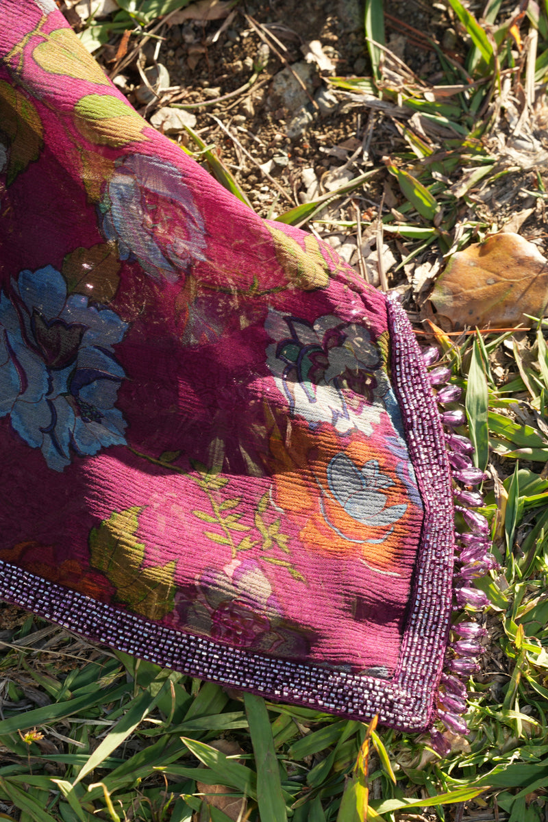 Printed chiffon saree
