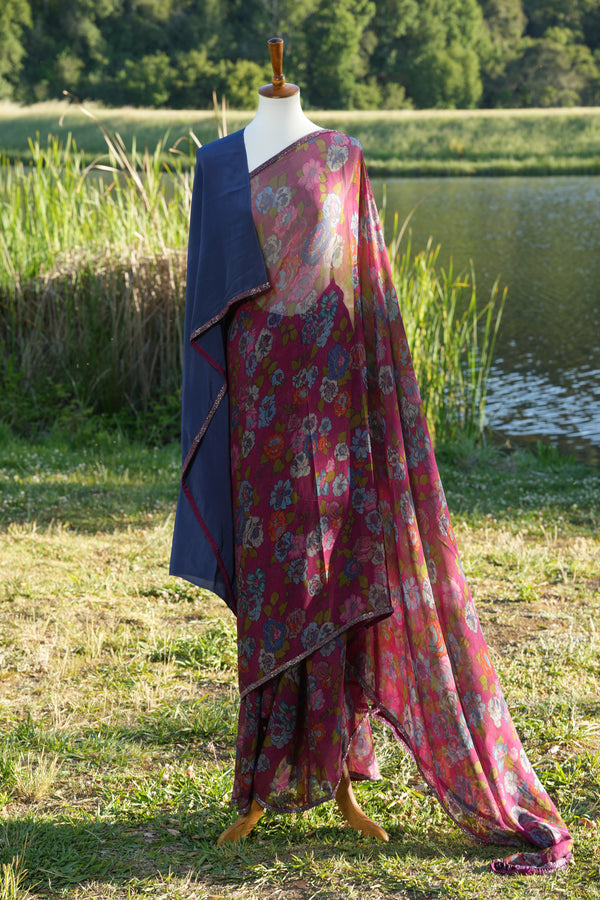 Printed chiffon saree