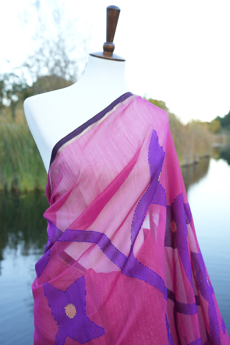 Pink Bengali Handloom Saree