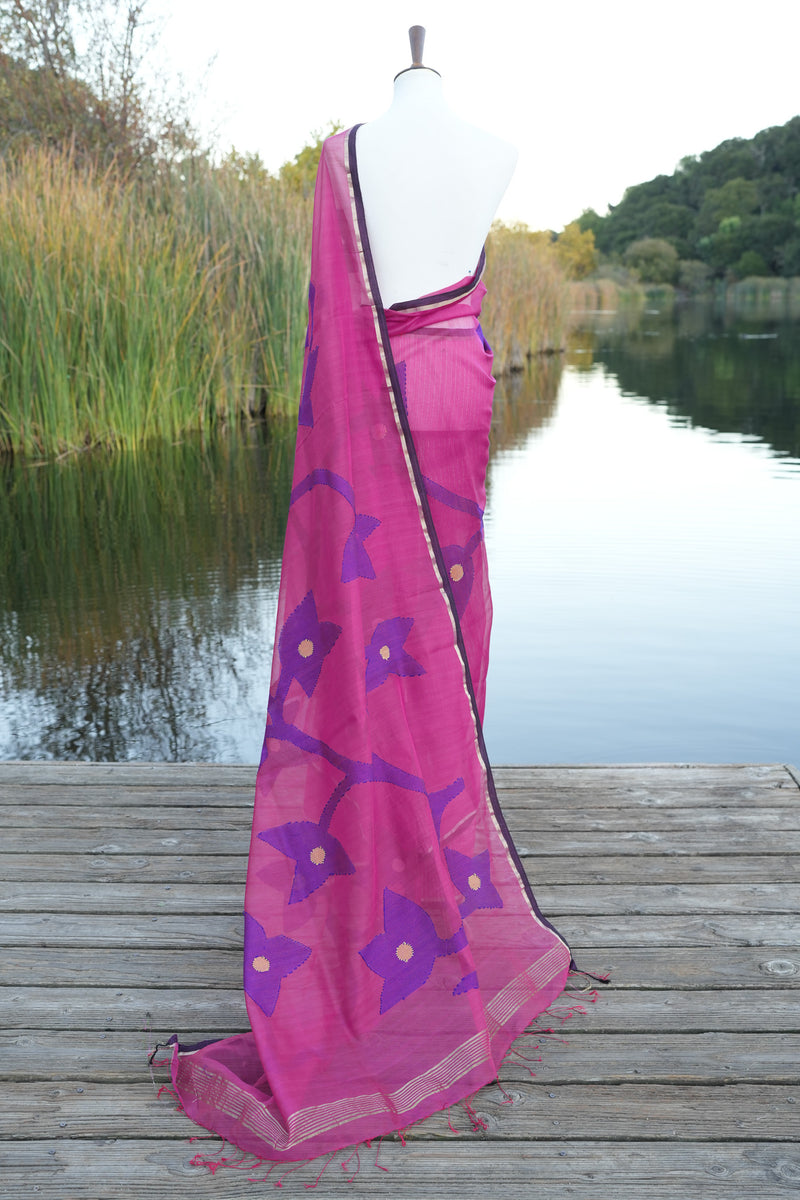 Pink Bengali Handloom Saree