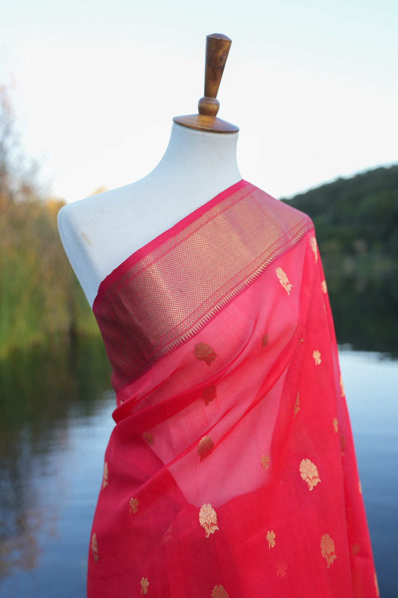 Red Chanderi Saree