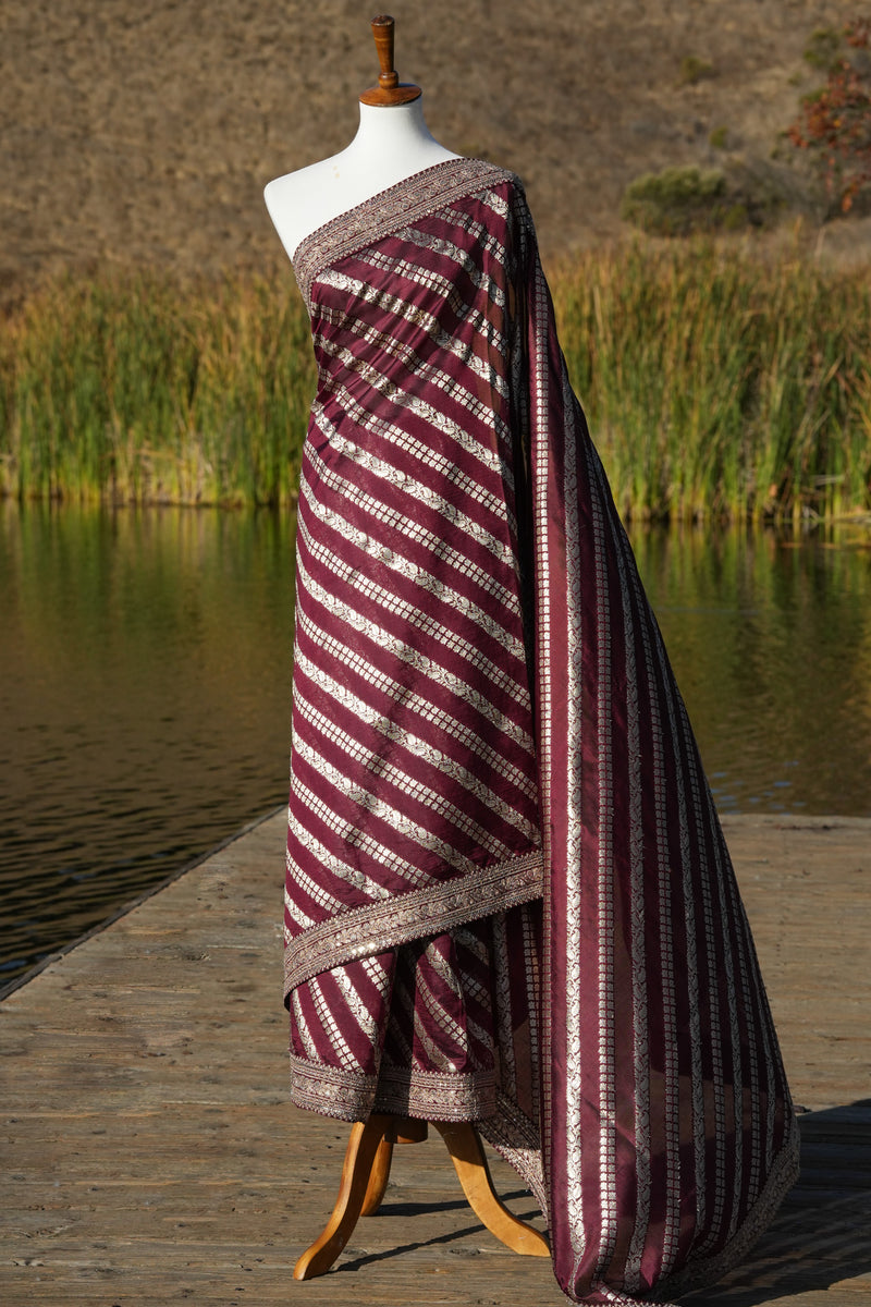 Chocolate Brown Benarasi Saree