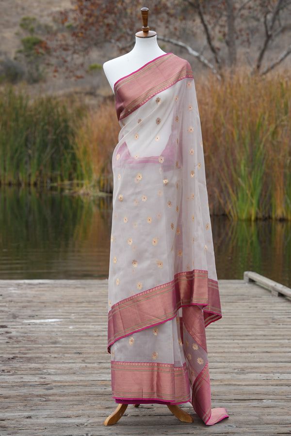 Light Grey Chanderi Sari