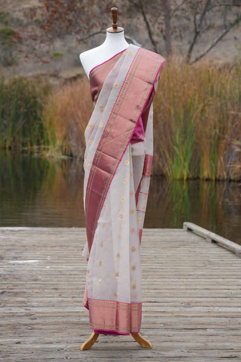 Light Grey Chanderi Sari