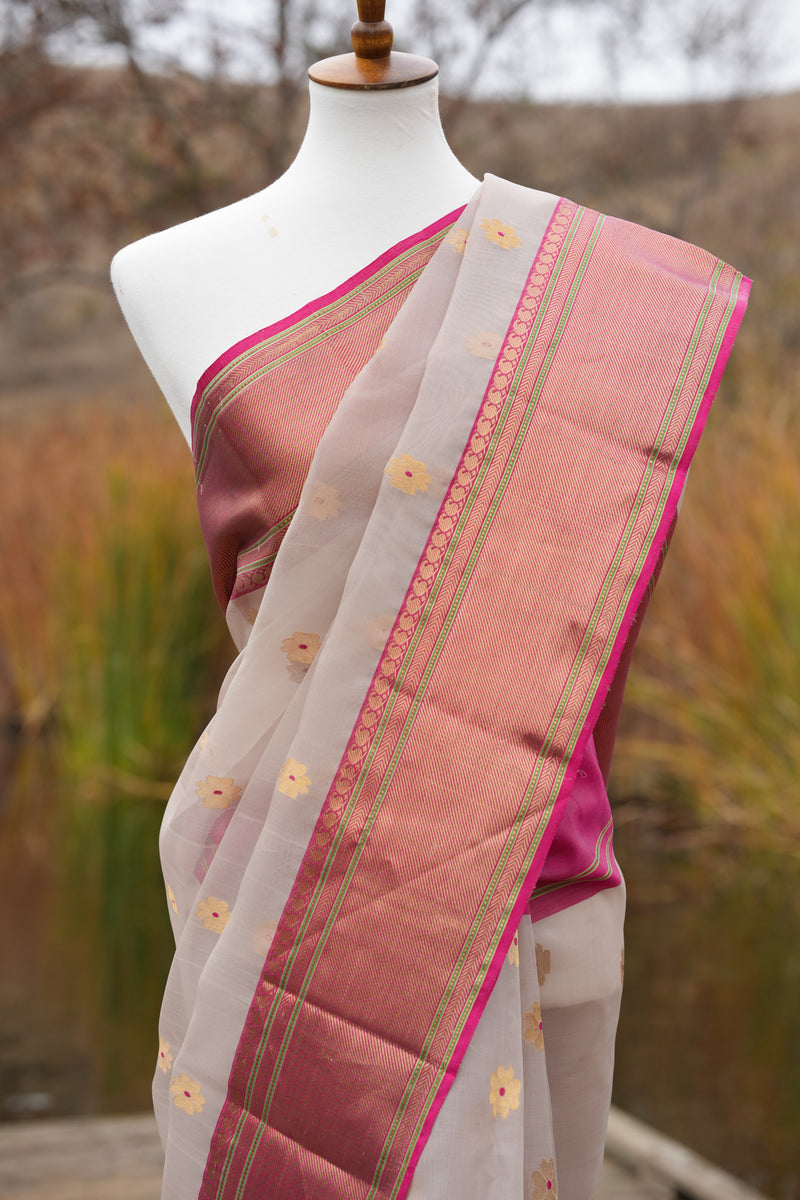 Light Grey Chanderi Sari